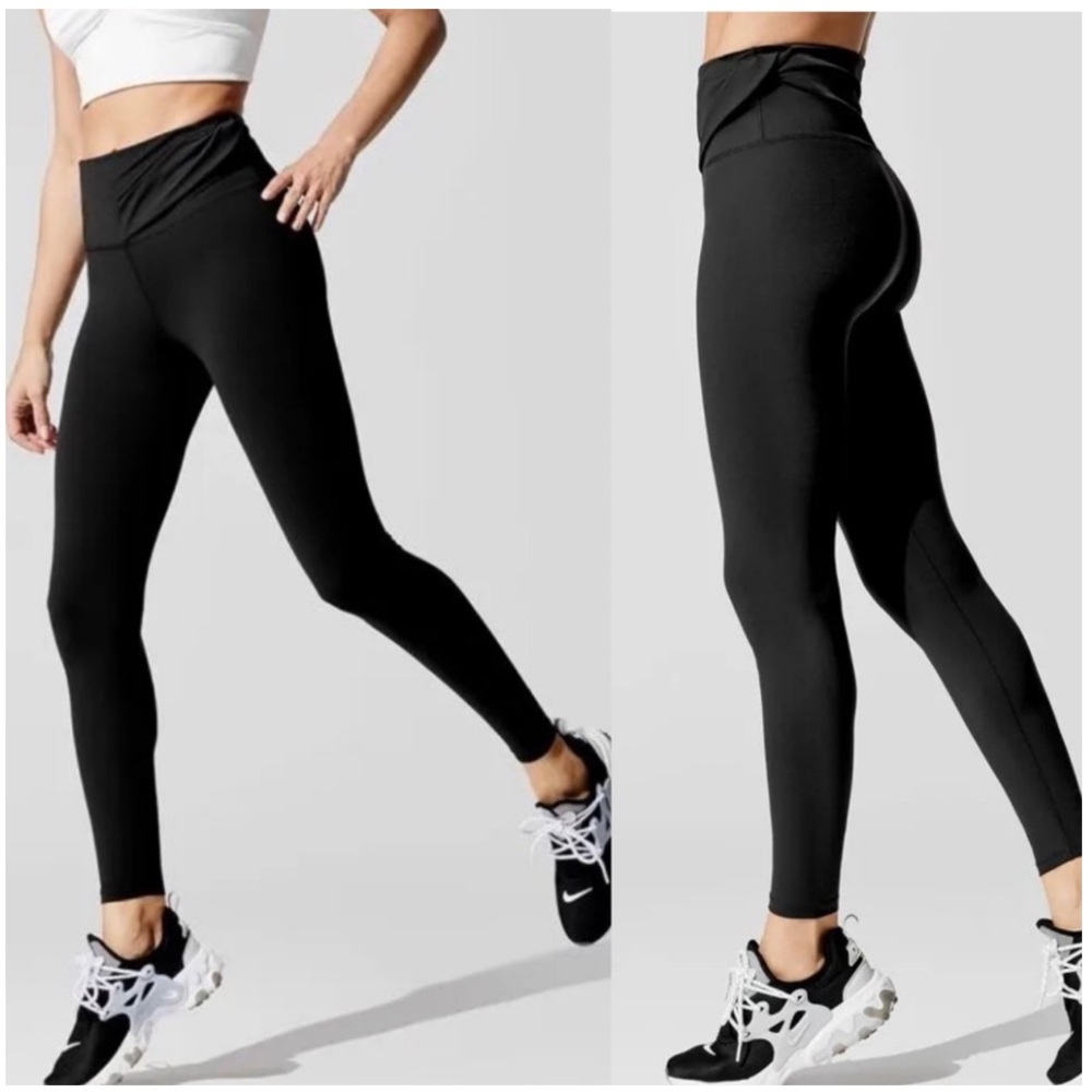 Carbon38 High Rise Black Leggings with Side Detail